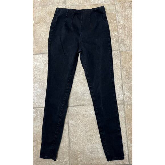 Free People Size W 28 Pull On‎ Skinny Jeans Black Stretch Y2K Punk 90’s - Picture 1 of 4